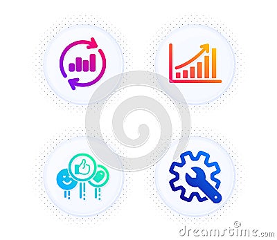 Like, Update data and Graph chart icons set. Customisation sign. Vector Vector Illustration