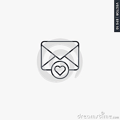 Liked email, linear style sign for mobile concept and web design Vector Illustration