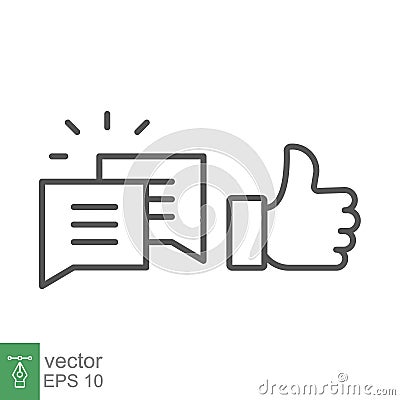 Likes with comment icon. Hand thumb gesture for give like or positive feedback Vector Illustration