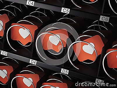 Likes icon in vending machine, 3d rendering Stock Photo