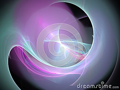 Lilac abstract glowing fractal with circular lines and waves Stock Photo