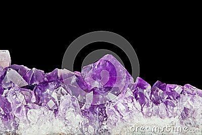 Lilac amethyst druse isolated on black Stock Photo