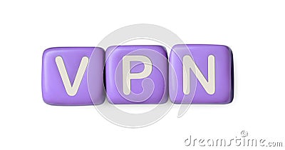 Lilac beads with acronym VPN on white background, top view Stock Photo