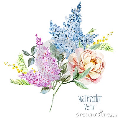 Lilac bouquet Vector Illustration
