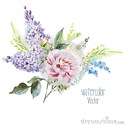 Lilac bouquet Vector Illustration