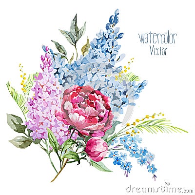 Lilac bouquet Vector Illustration