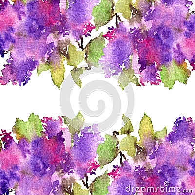 Floral frame. Lilac bouquet. Watercolor flowers. Wedding invitation design. Stock Photo