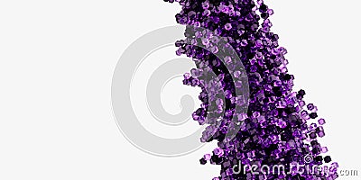 Lilac cubes, glass material, copy space, 3d render illustration Cartoon Illustration