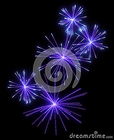 Lilac festive fireworks at night Stock Photo