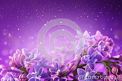 Lilac flowers bunch violet art design background. Beautiful violet Lilac flowers closeup Stock Photo