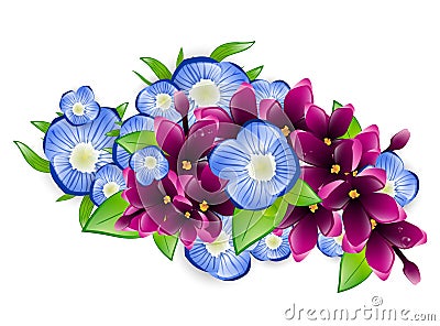 Lilac and Forget-me-not Flower Vector Illustration