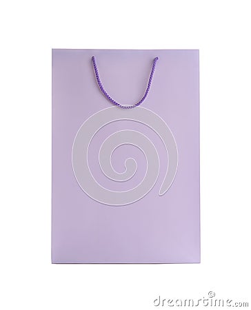 Lilac paper shopping bag isolated on white Stock Photo