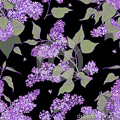Lilac Seamless Pattern. Vector Illustration