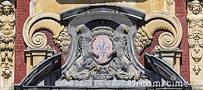 Lille Coat of Arms on Vieille Bourse Stock Photo