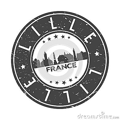 Lille France Round Stamp Icon Skyline City Design badge. Vector Illustration