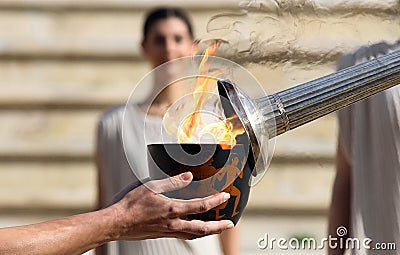 The Lillehammer 2016 Winter Youth Olympic Games flame left the P Editorial Stock Photo