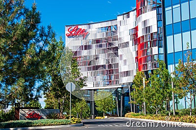 Lilly Biotechnology Center campus of an American pharmaceutical company Eli Lilly and Company Editorial Stock Photo