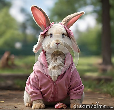 Lilly pink bunny with droopy ears very cute Stock Photo