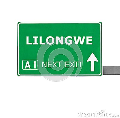 LILONGWE road sign isolated on white Stock Photo