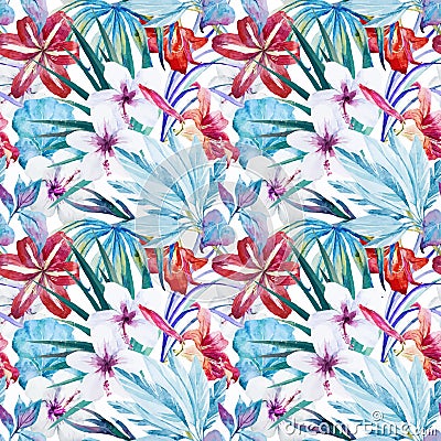 Lily an hibiscus flower pattern Vector Illustration