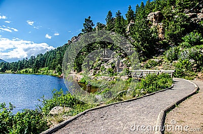 Lily Lake Rocky Mountain National Park Colorado Trail Stock Photo