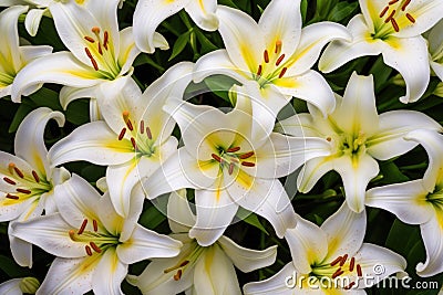 Lily spring green flower beauty blooming white nature blossom plant Stock Photo