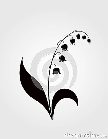 Lily of the valley flower vector black silhouette Vector Illustration