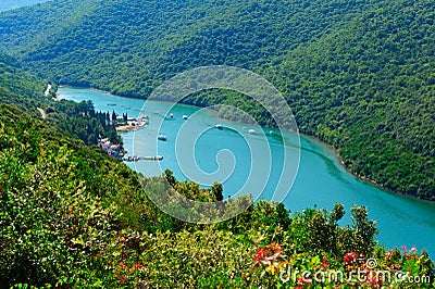 Lim Fjord or Limski canal. Adriatic coast Stock Photo