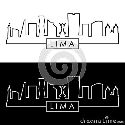 Lima city skyline. Linear style. Vector Illustration