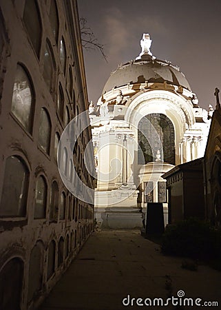 An evening tour of the Presbitero Maestro Cemetery. Lima, Peru Editorial Stock Photo