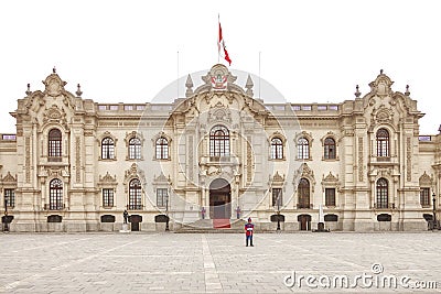 LIMA, PERU - OCTOBER 31, 2011: Government palace with guards Editorial Stock Photo