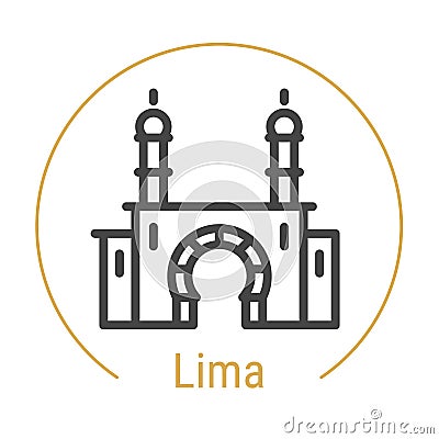 Lima, Peru Vector Line Icon Vector Illustration