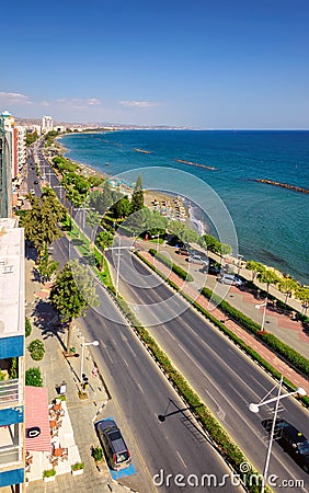Limassol coastline aerial view, Cyprus Editorial Stock Photo