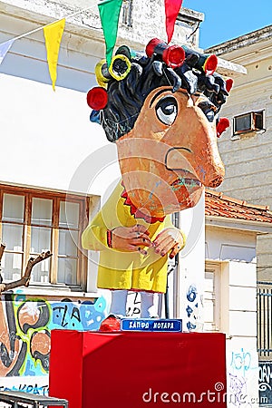 Giant full length statue of a traditional Carnival character, Limassol. Cyprus Editorial Stock Photo