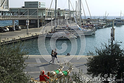 The beginning of Christmas season at Limassol Old Port Editorial Stock Photo