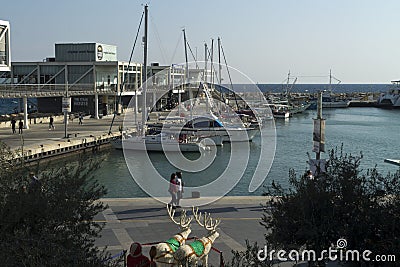 Christmas season at Limassol Old Port Editorial Stock Photo