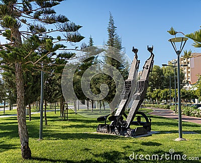 LIMASSOL, CYPRUS - 26 October, 2015: Sculpture at Molos in Limassol, Cyprus Editorial Stock Photo