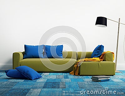 Lime elegant modern sofa interior Stock Photo