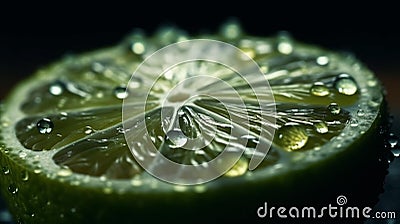 Lime, extreme closeup, slice, green, generative AI Stock Photo