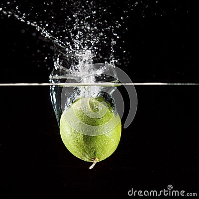 Lime Fruit Splash Stock Photo