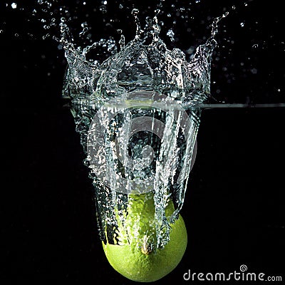 Lime Fruit Splash Stock Photo