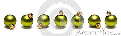 Lime Green Christmas Balls Border Stock Photo