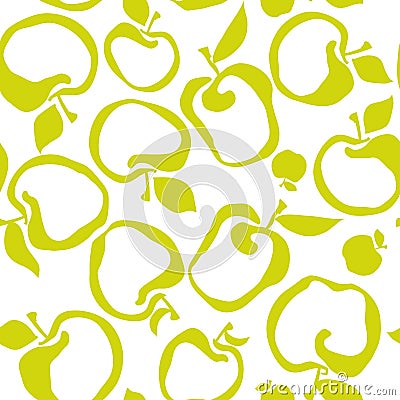 Lime green color simple flat apple fruit seamless pattern Vector Illustration