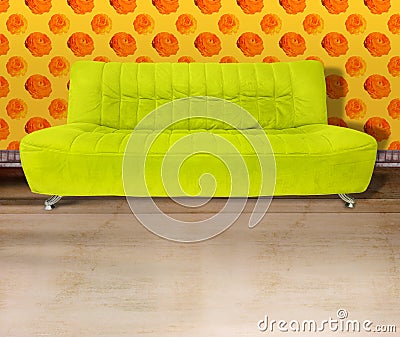 Lime green couch Cartoon Illustration