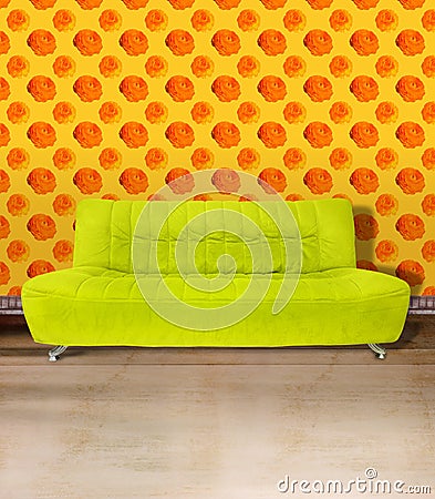 Lime green couch Cartoon Illustration