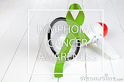 Lime Green ribbon for Lymphoma Cancer and mental health awareness Stock Photo