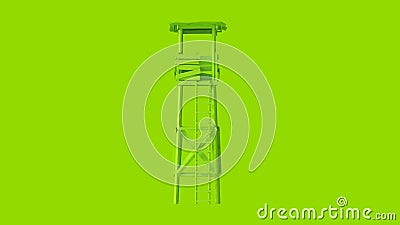 Lime Green Watch Tower Cartoon Illustration