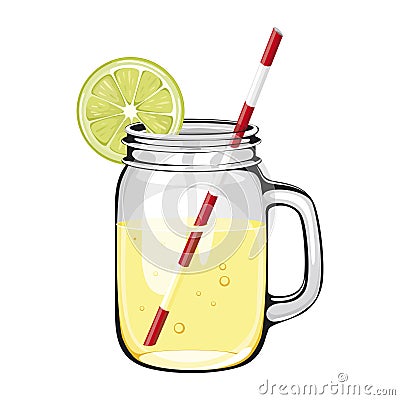 Lime juice, smoothie, in a mason jar Vector Illustration