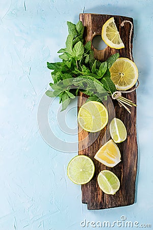 Lime and lemons with mint Stock Photo