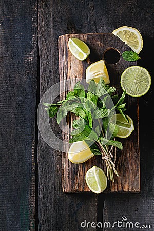 Lime and lemons with mint Stock Photo
